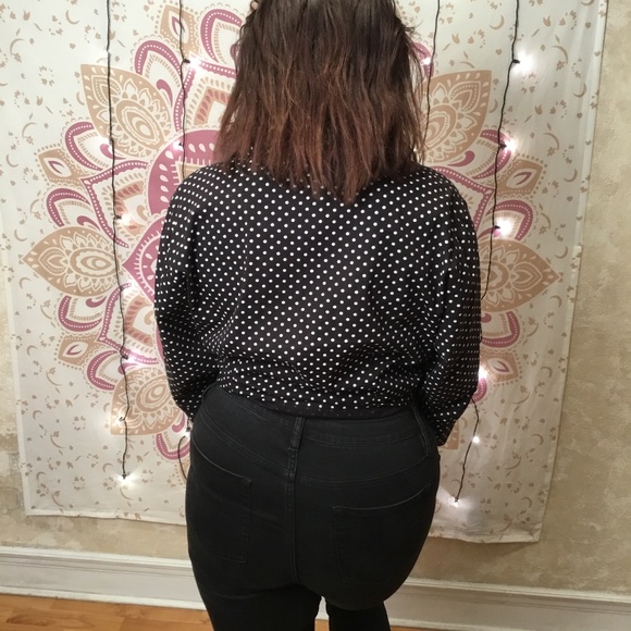 Lane Bryant Polka Dot Button Down Top - Picture 3 of 11